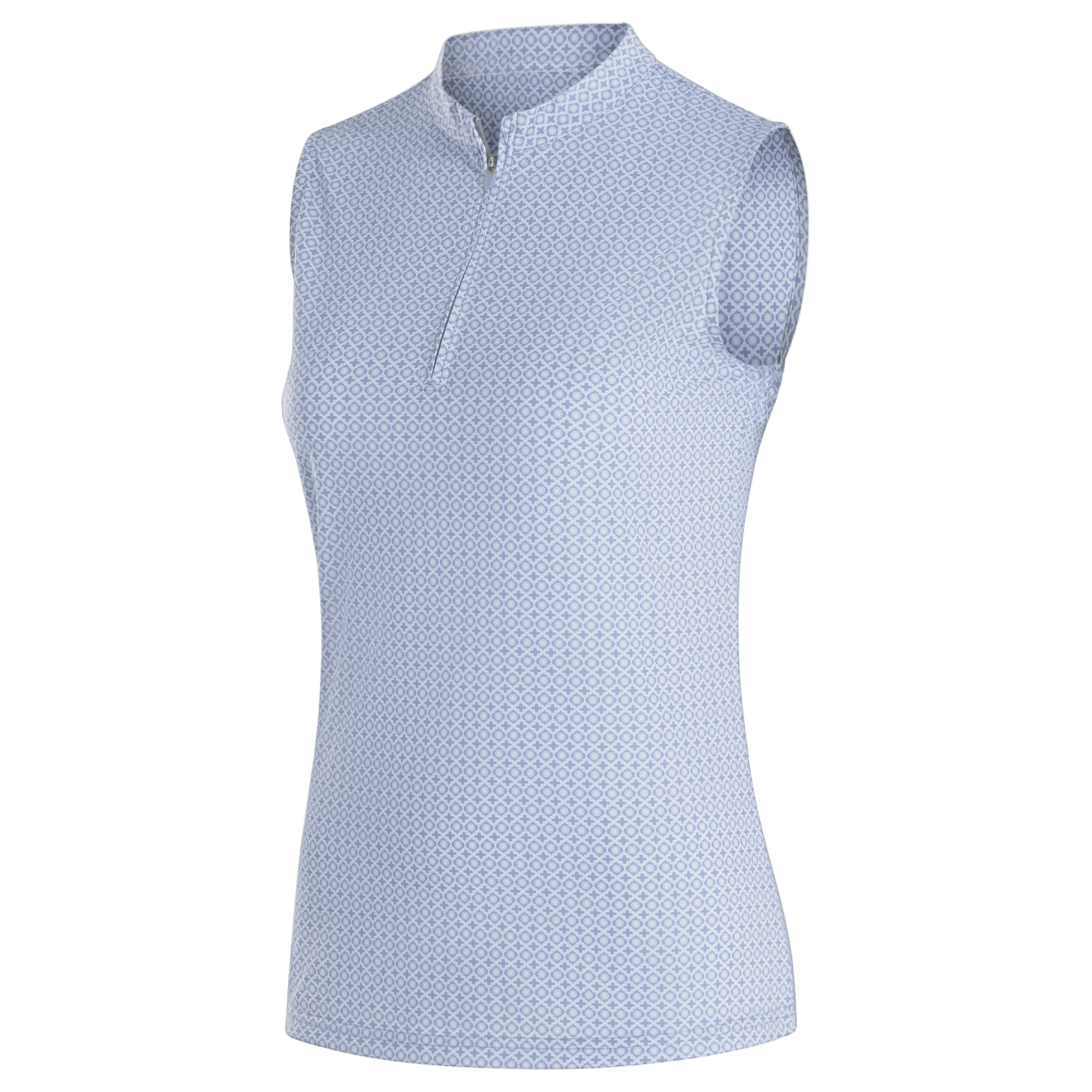 Sleeveless Quarter-Zip Printed Shirt