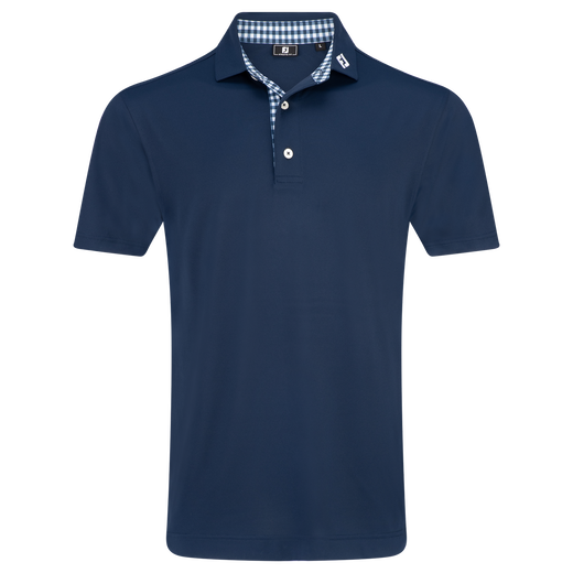 Stretch Pique Solid w/Gingham Trim