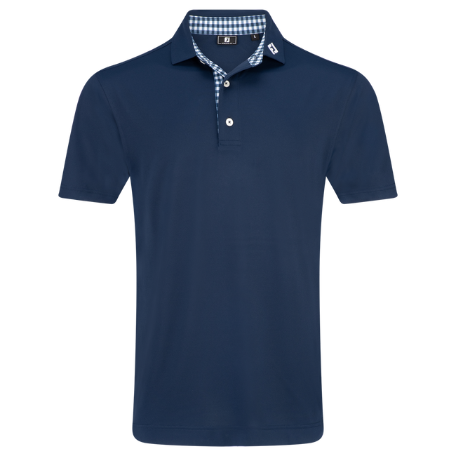 Stretch Pique Solid w/ Gingham Trim
