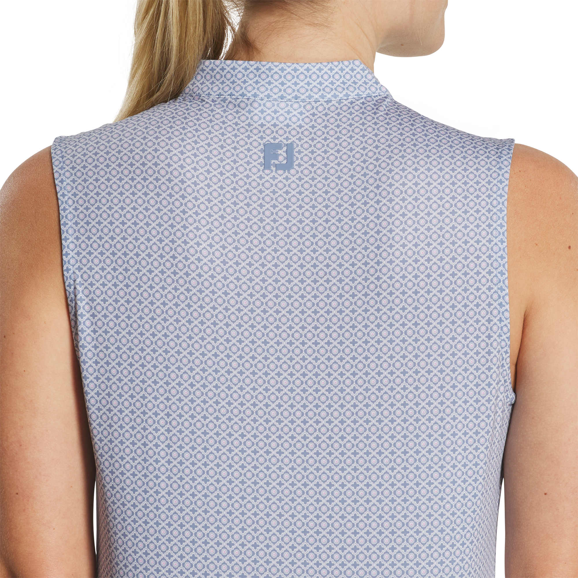 Sleeveless Quarter-Zip Printed Shirt